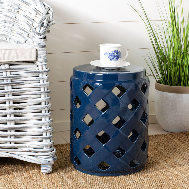 Tabouret de jardin en céramique Caron, Bleu marine