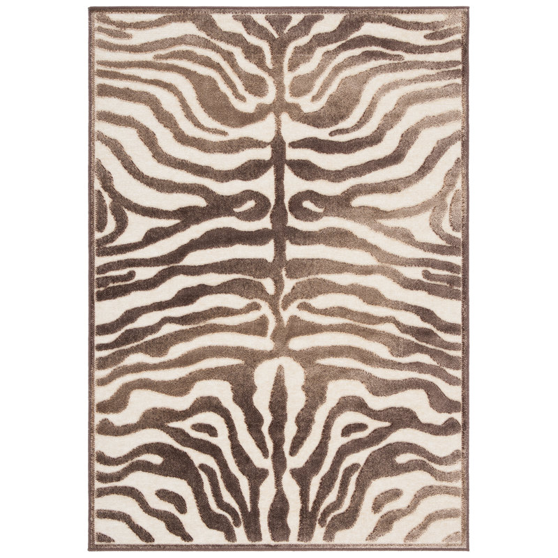 Tapis brun à imprimé zébré Elana, Rectangle 2 pi 7 po x 4 pi