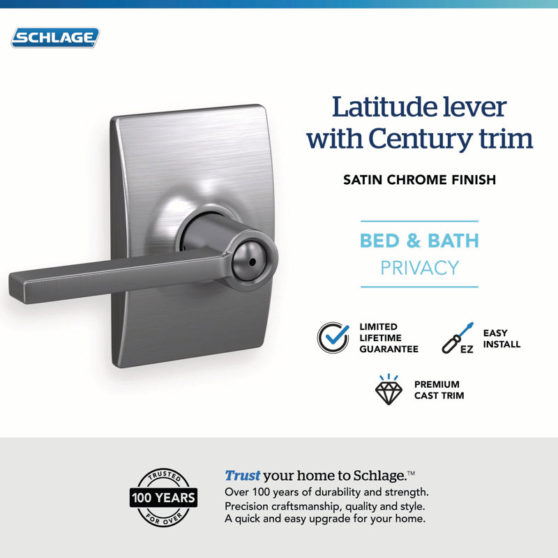 Poignée de porte verrouillable Latitude, Chrome satiné