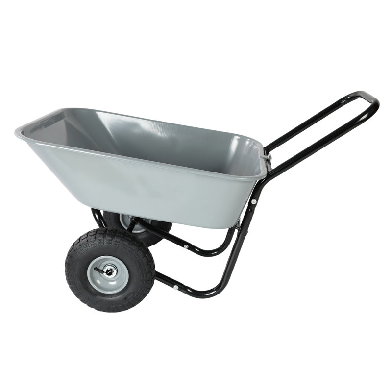 Two-Wheeled Cart, Garden Cart, 10-Inch Pneumatic Wheels, Gray