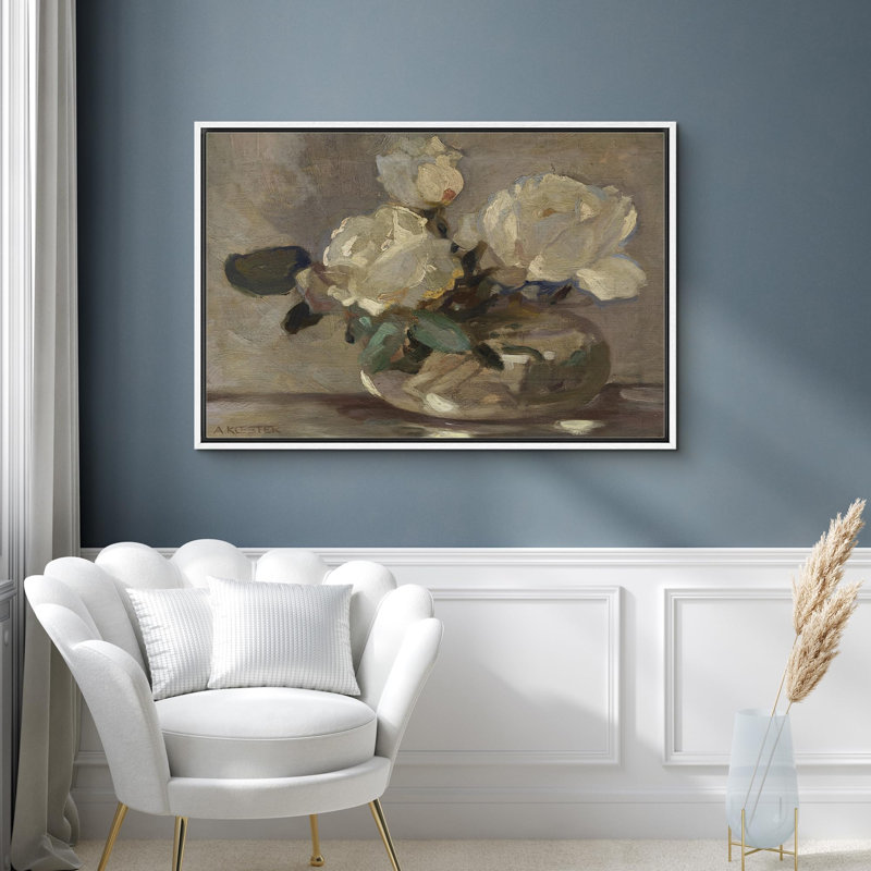 Fleur, campagne rustique abstraite, illustrations de fleurs rétro sur, Cadre flottant blanc, H 16 po x l 24 po