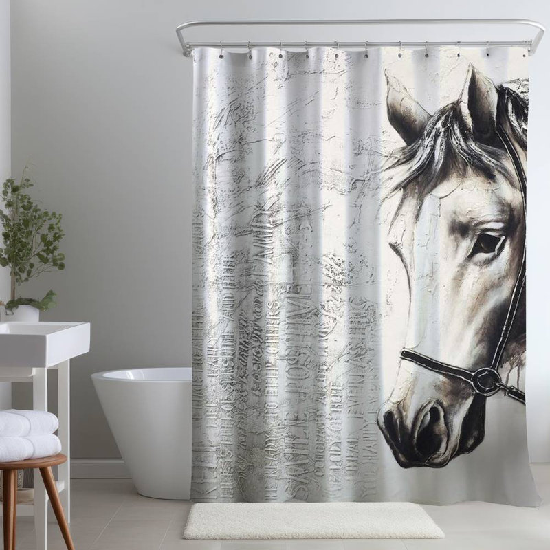 Shower Curtain AN69 – Polyester Shower Curtain, Dye Sublimation Print, 71" W × 74" L