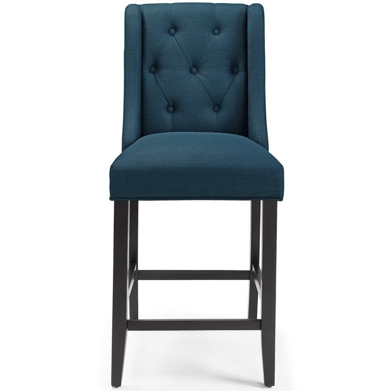 Baronet Tufted Button Upholstered Fabric Stool, Azure, Counter Stool (26.5" Height), 1