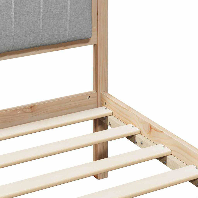 Solid Wood Bed, Brown/Light Grey, European Single (90 x 200 cm)