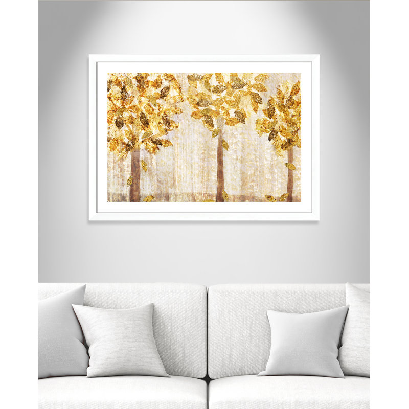 Automne doré - peinture encadrée, Blanc mat, H 31 po x l 43 po x P 1,25 po
