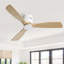 132CM Solid Wood 3-Blade Propeller Ceiling Fan with Remote Control-1614356250