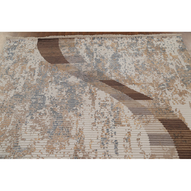 Striped Abstract Oriental Area Rug 7x9