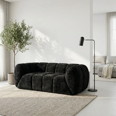 Modern Quilted Cloud Sofa with Deep-Seat Design in Soft Chenille Fabric