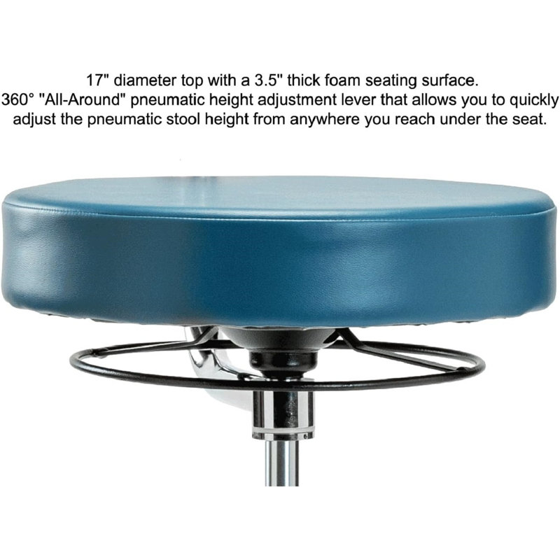 Jhonna Adjustable Height Lab Stool with Wheels, 39" H x 24" W x 24" D, Newport Fabric