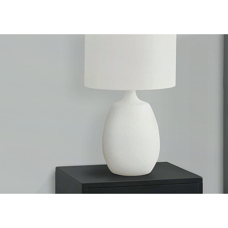 Lighting, H 26 po, lampe de table, abat-jour ivoire / crème, résine crème, contemporain