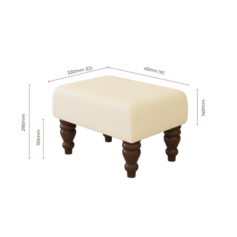 Large Footstools Wood Turned Leg , Mahogany, Style Leather, Chalk Cream