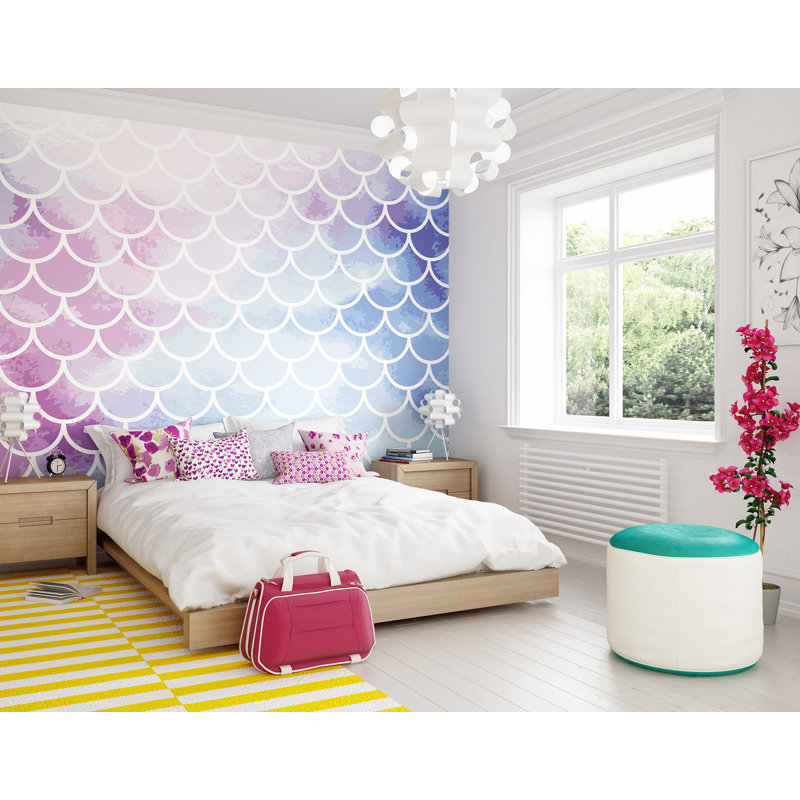 Watercolour Mermaid Scales Wall Mural