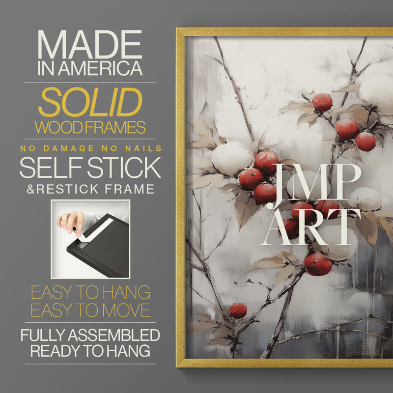 Christmas Holiday Art -Series 2-CCCLIV Framed Print - Solid Wood, H 15 po x l 12 po, Doré