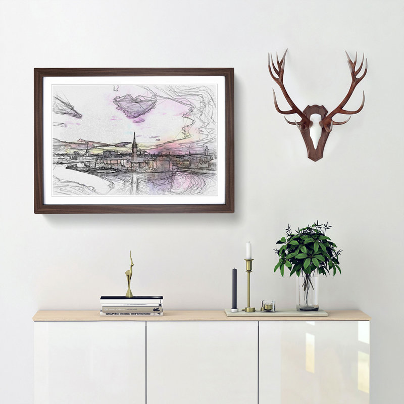 Stockholm in Sweden in Abstract - Framed Print, 36cm H x 48cm W x 2cm D, Walnut Framed