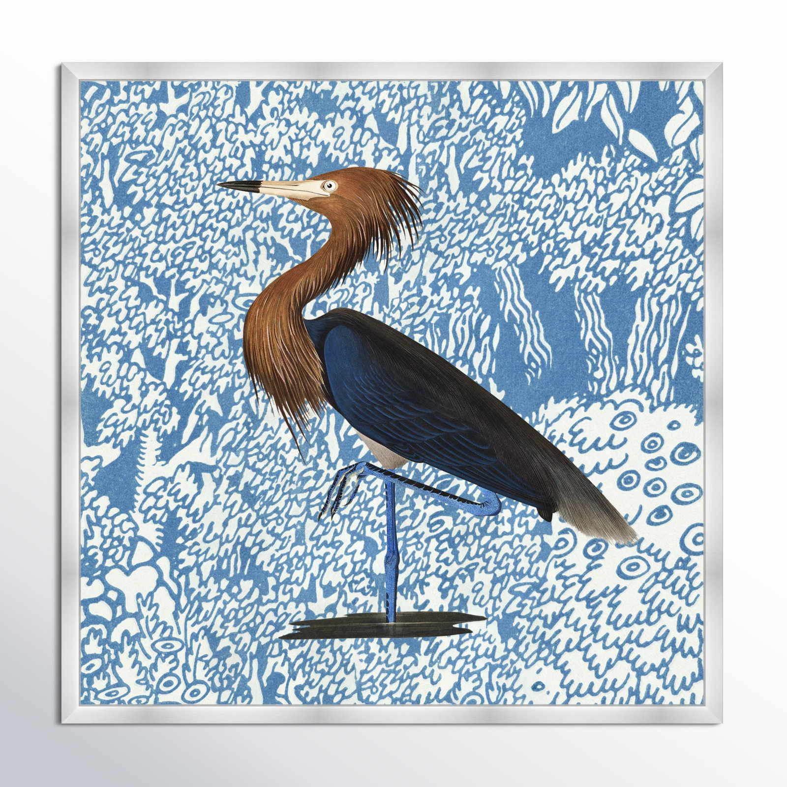 Bird Pose by Oliver Gal, Silver, 42" H x 42" W x 0.5" D