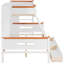 Lit superposé simple au-dessus d'un lit double en bois, tiroirs et rangement intégrés, orange blanc, option de mobilier de chambre à coucher élégant