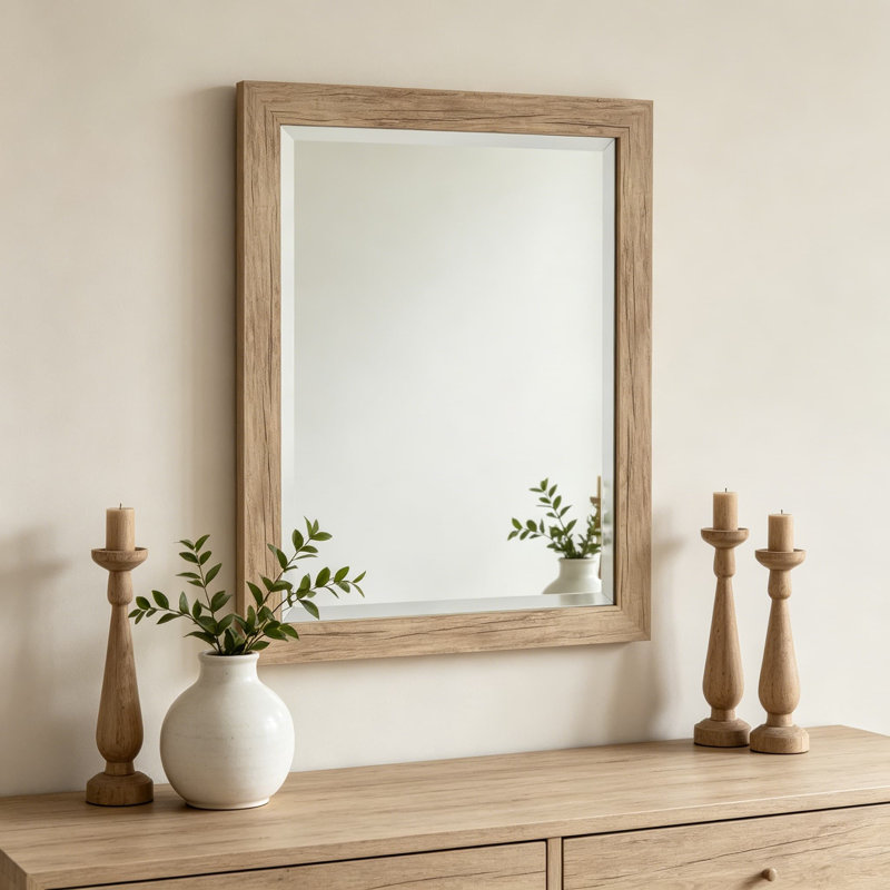 Miroir mural avec cadre rustique encadré brun rustique