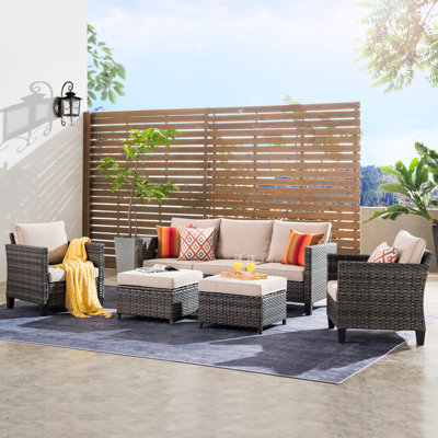 Amerissa Rattan Sectional Seating Group with Cushions by Lark Manor