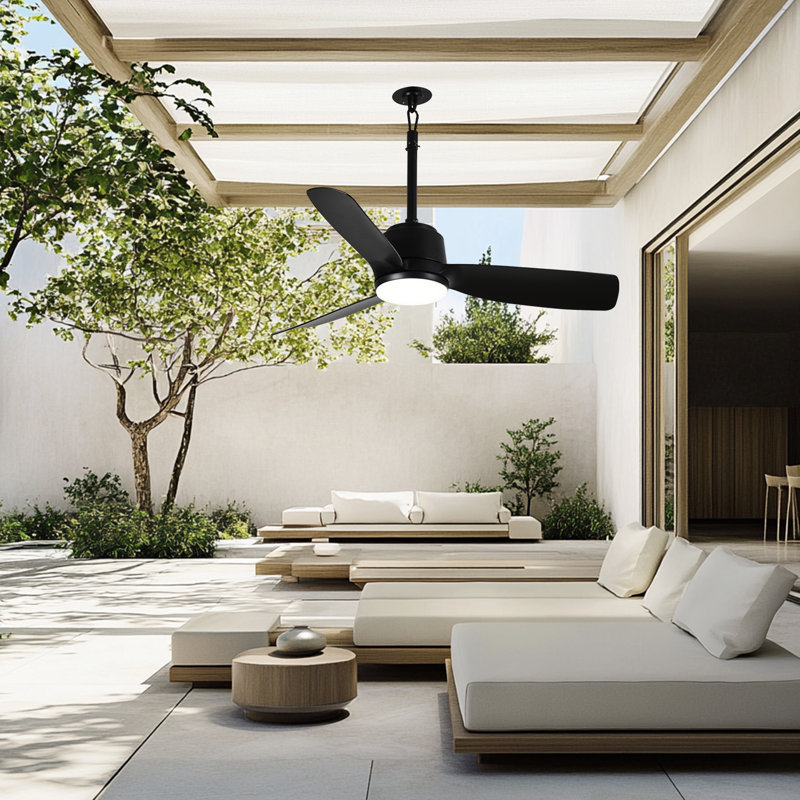 SUTEFAN 44'' Outdoor Ceiling Fan with Dimmable 3-Color LED Light, IP65 Waterproof for Patios Gazebos,Quiet DC Motor with 6 Speeds and Reversible Function, Remote Control for Patios, Industrial Style