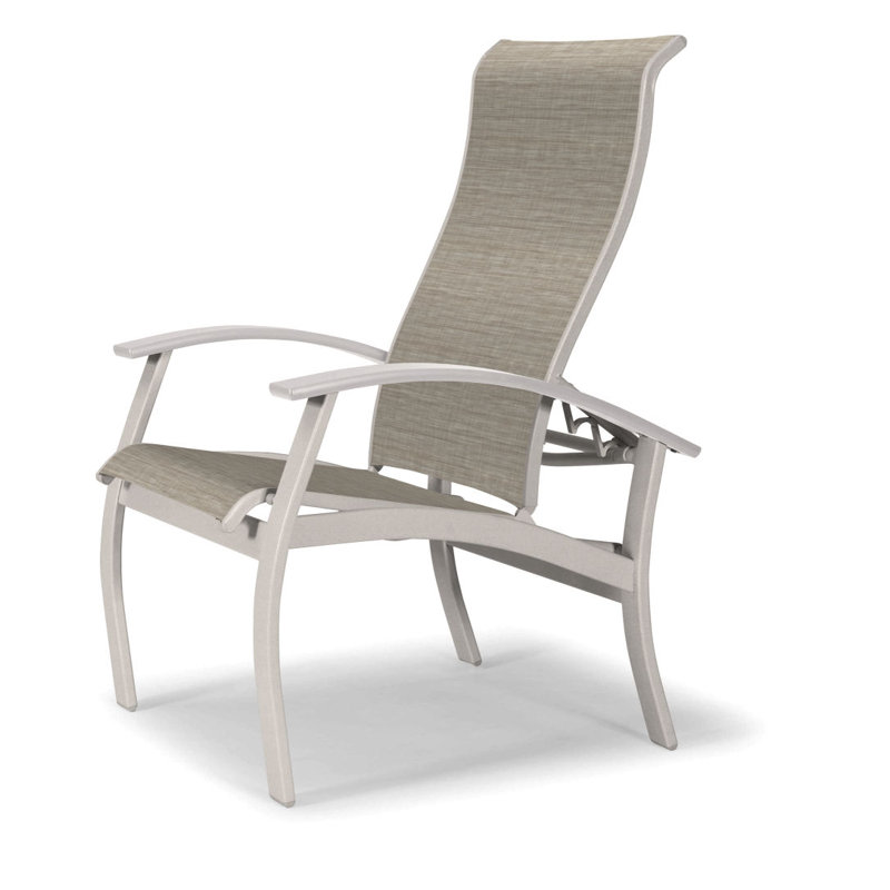 Chaise de patio Askar, Blanc, Bristol taupe Sunbrella®, Neige texturée