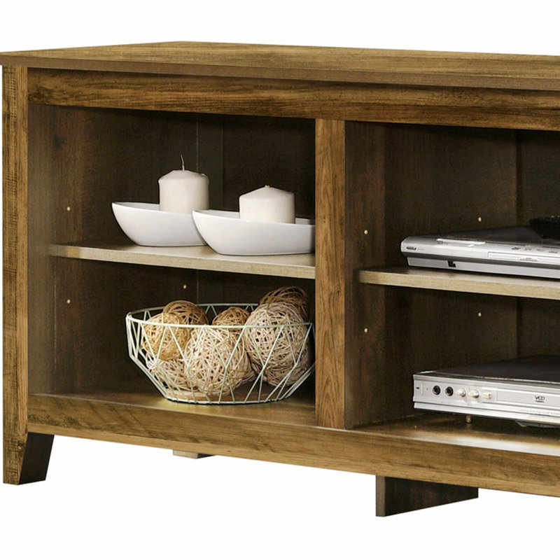 Meuble télé en bois avec tablettes ouvertes pour téléviseurs de 70 po ou moins, Gris foncé