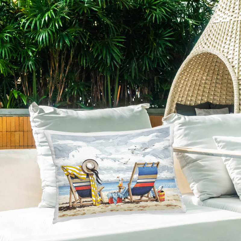 Coussin d'extérieur Peaceful Beach Chairs Hangout par John Rossini