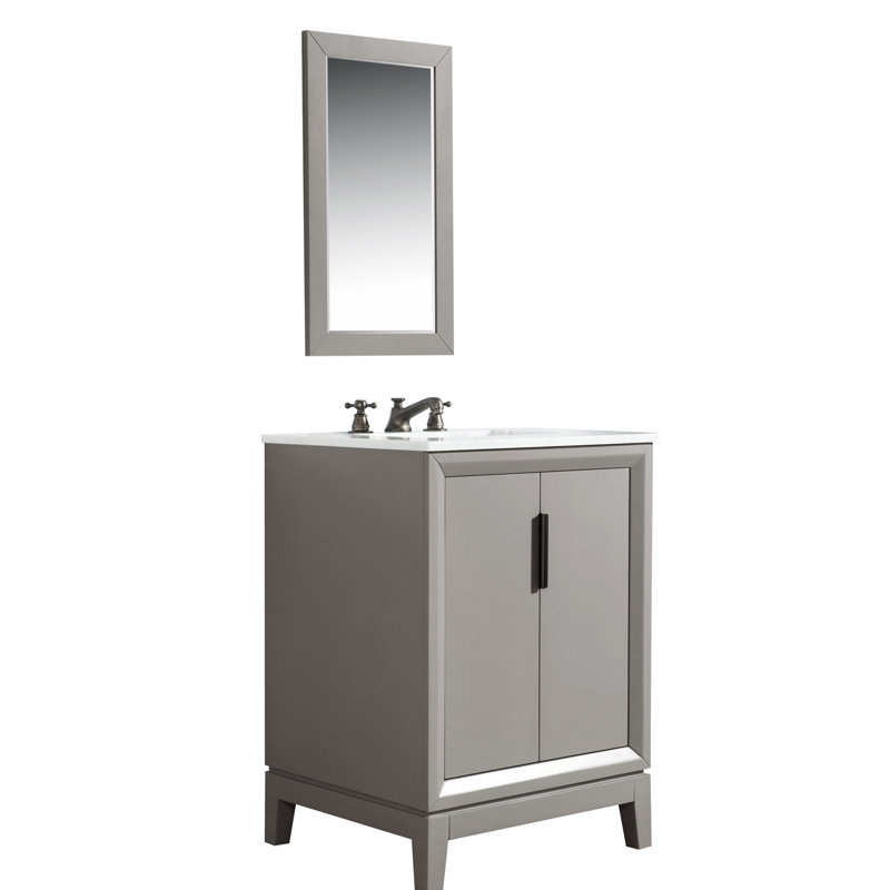 Elizabeth 24" Single Bathroom Vanity Set with Mirror, Cashmere Gray
