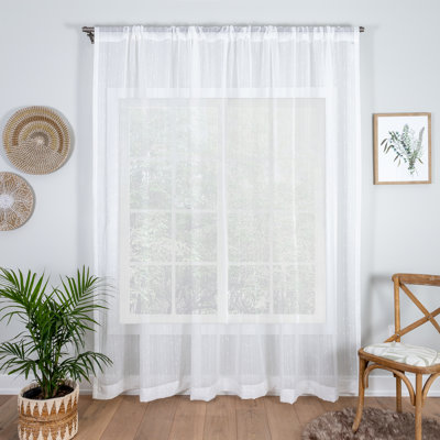 Panneau de rideau simple rayé avec passe-tringle
