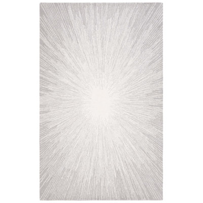 Tapis en laine / coton Hanayo touffeté à la main en argent / ivoire