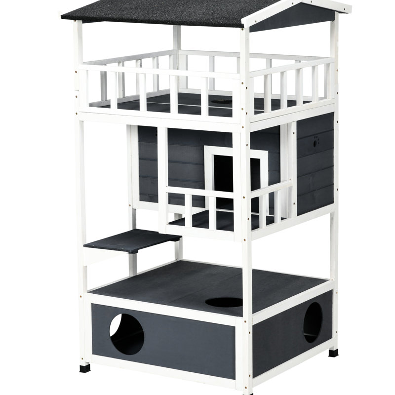 Abri pour chat gris en bois gris
