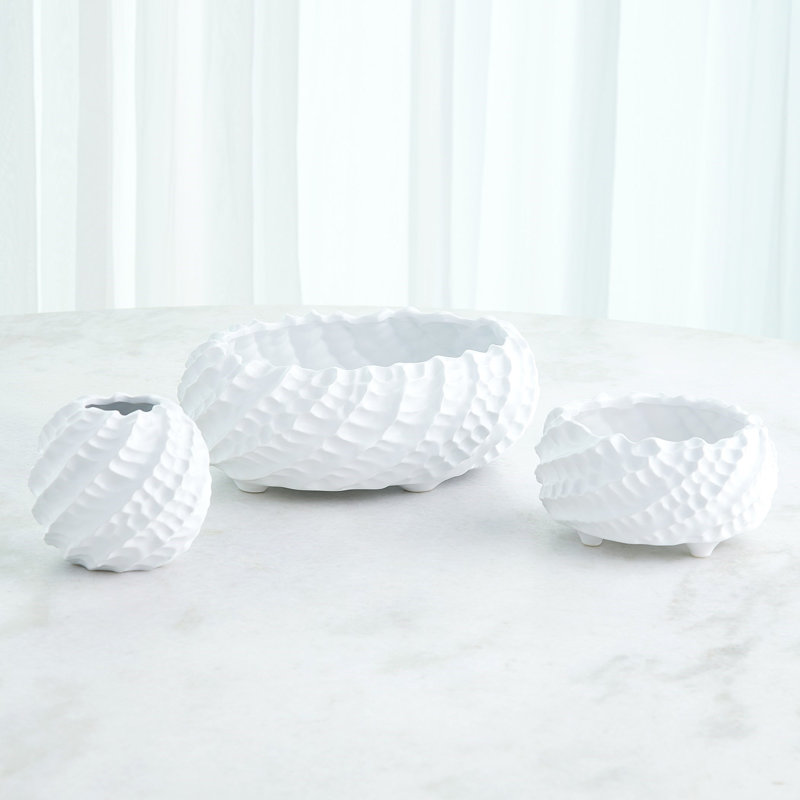 Cadoret Bowl, 4.5" H x 12" W x 12" D, Matte White