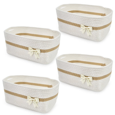 Ensemble de 4 paniers de rangement tissés en corde de coton, ensembles de paniers-cadeaux décoratifs