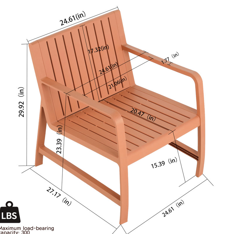 5 meubles de patio - brun abricot, 3, 2 chaises, tables basses, rouille, polypropylène, imperméable, cadre intérieur / extérieur brun, assemblage rapide, conception intelligente