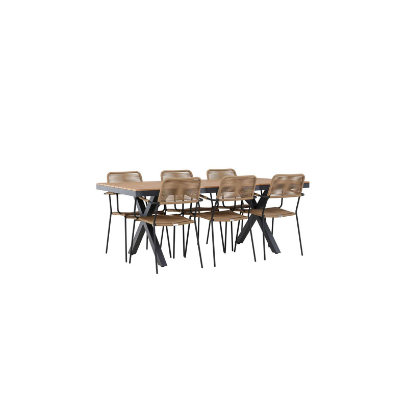 Ashtyn 6 - Person Patio Dining Set Rectangular Table, Brown