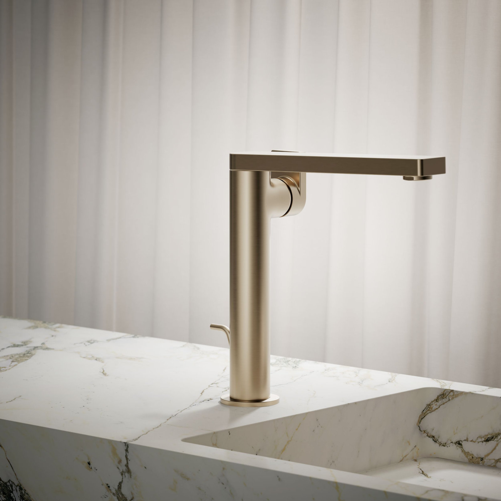 Composed Single-Hole Bathroom Faucet with Drain, Vibrant Brushed Bronze