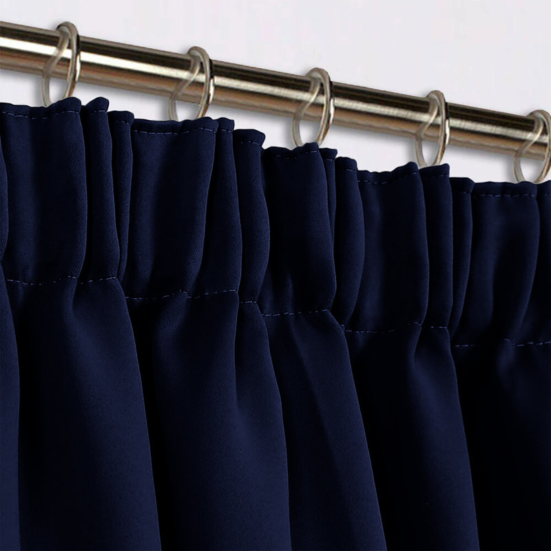 260 GSM Blackout Pencil Pleated Thermal Curtain (Set Of 2), 117cm Width x 137cm Drop, Navy