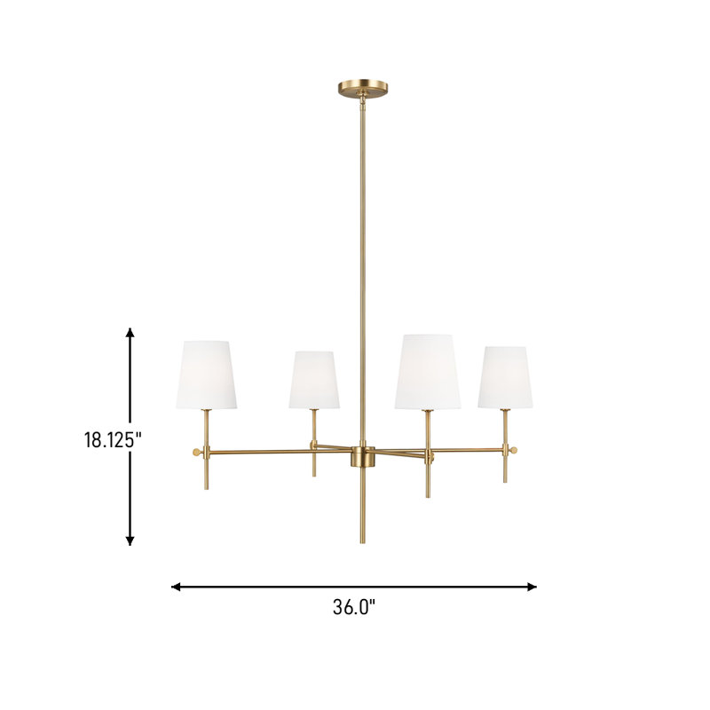 3187204-Four Light SM Chandelier, 18.13" H x 36" W x 36" D, No, Satin Brass