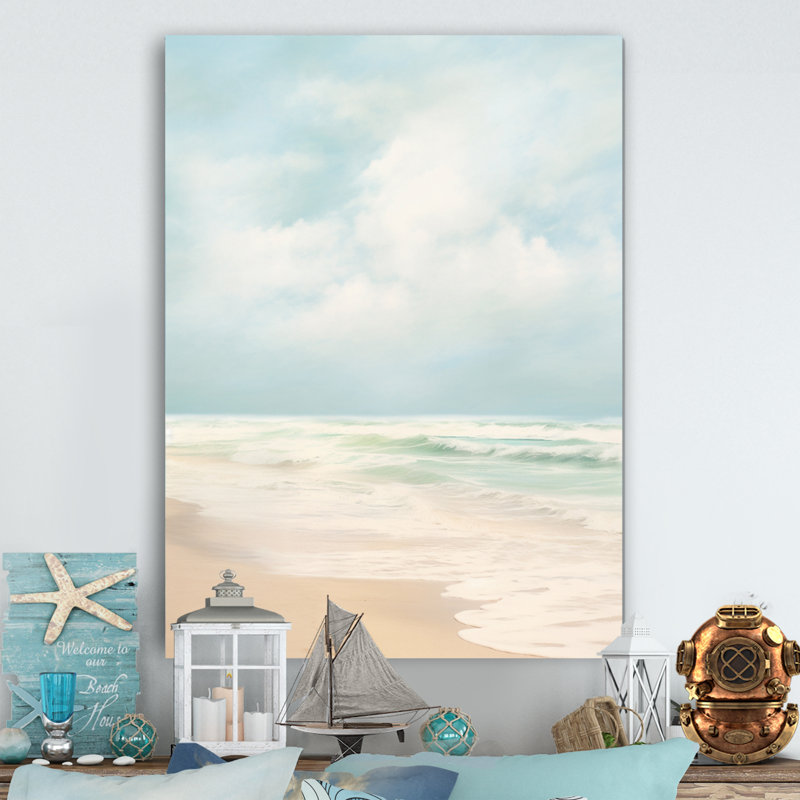 Minimalisme, paysage de plage - Art mural en métal nautique et plage, H 20 po x l 12 po x P 1 po