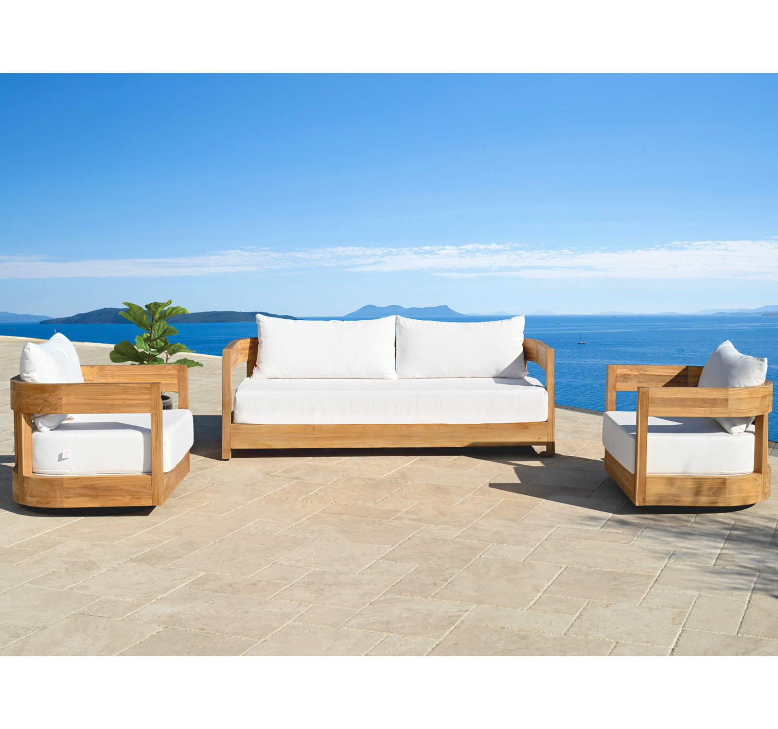 Everlee 5-Person Teak Patio Seating Group, White