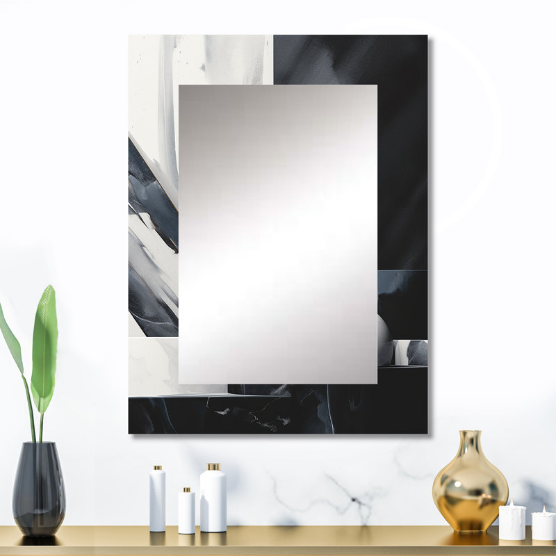 Abstract Marble Shapes II - Marble Mirror, Modern Decorative Wall Mirror, Printed Metal Art, 32" x 24"