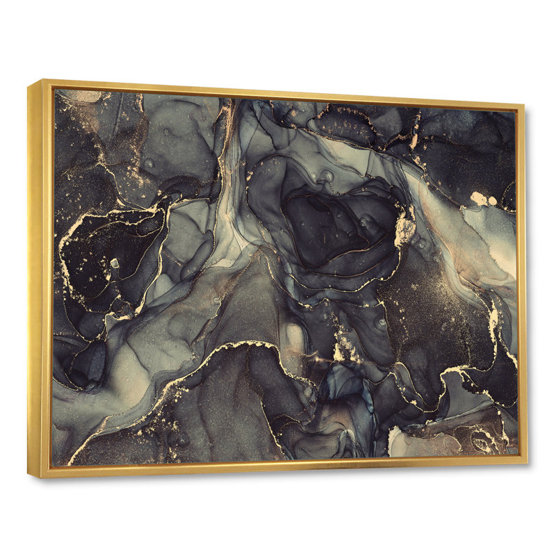 «Black Gold Infusion», reproduction d'art sur toile, H 34 po x l 44 po, Cadre flottant doré