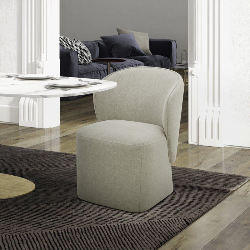Chaise rembourrée Faouzi avec roulettes, Crème