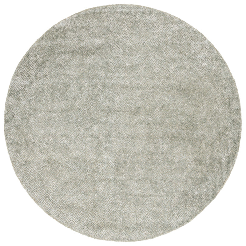 Niculeta Hand Tufted Wool Chevron Rug, Round 6'