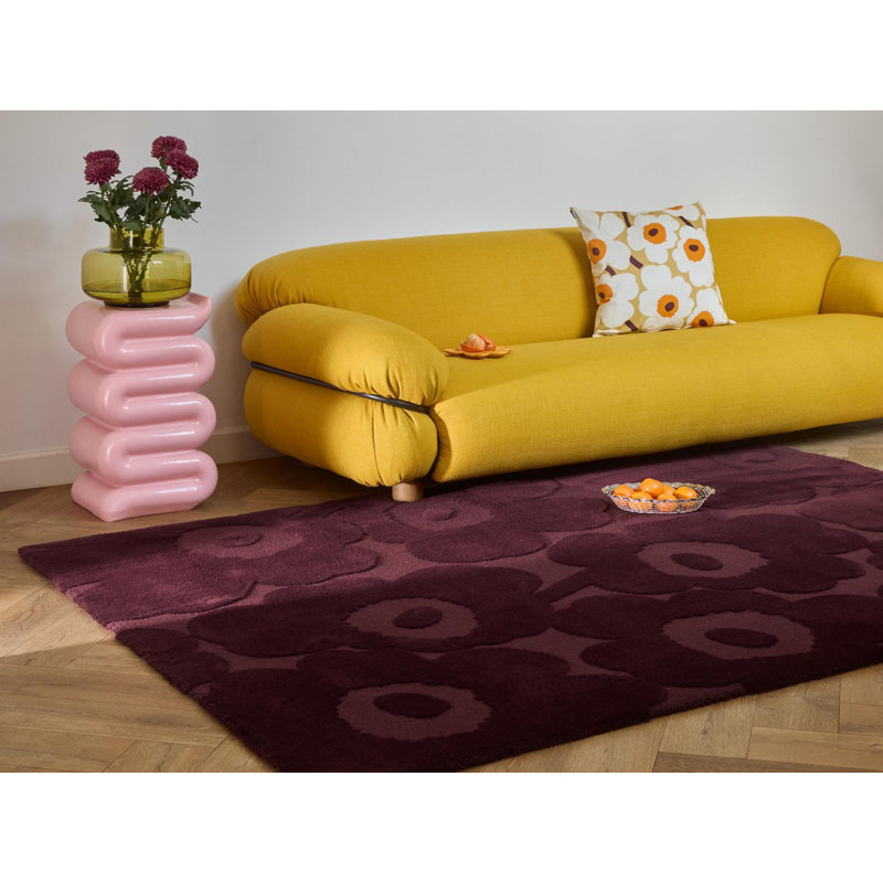 Unikko Honey | 132406, Burgundy, Rectangle 5'7" x 7'10"