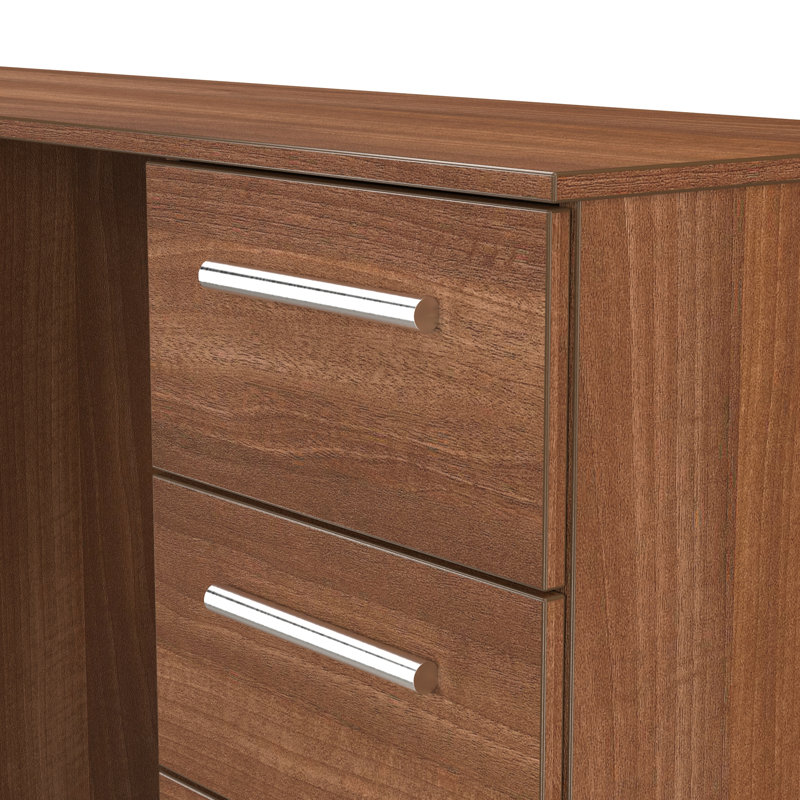 Bhaga 6 Drawer Kneehole Desk  (Ready Assembled), Noche Walnut