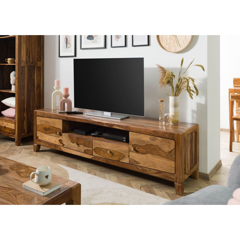 Ancona Unfinished TV Stand for TVs up to 70", Brown Lacquered