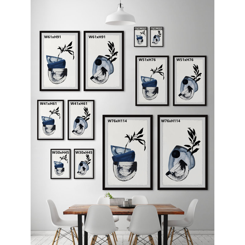 Blue Vase Centerpiece by Marmont Hill - 2 Piece Single Picture Frame Painting Set, 61" H x 41" W x 3.81" D