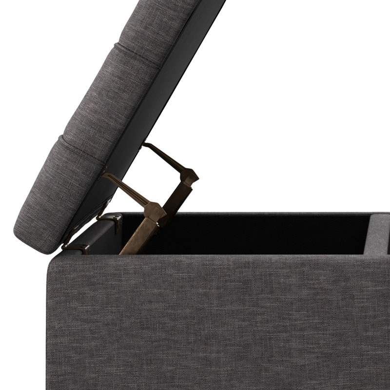 Slate Grey Tufted Lift-Top Storage Cocktail Ottoman