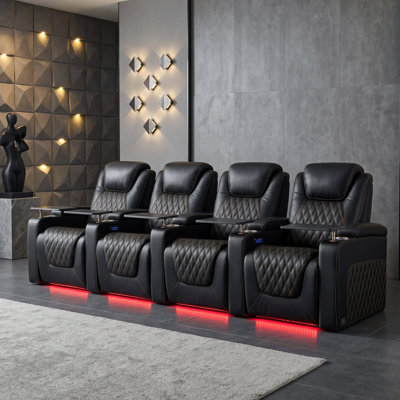 Home Theater Seating 7 Color Ambient Lighting Row Of 4