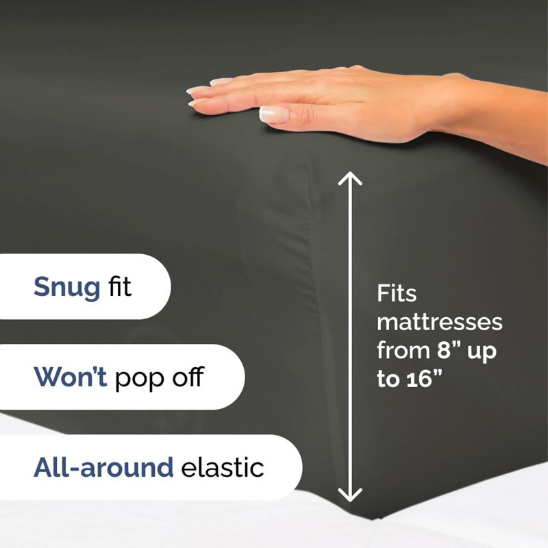 Premium Cooling, Soft & Wrinkle Free Sheet Set - Ultra Soft & Premium Hotel Luxury Bed Sheet Set, Charcoal